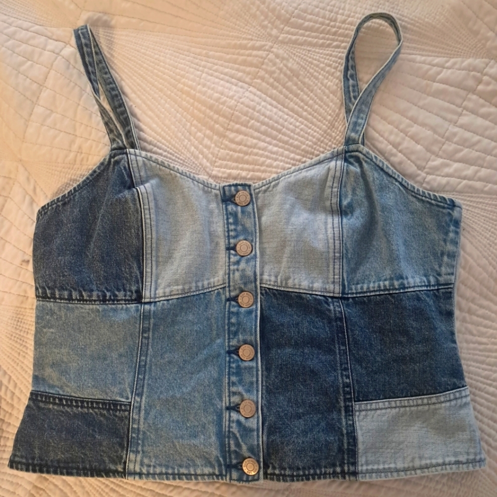 Gap patchwork denim corset top size L